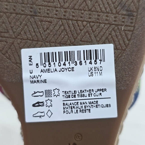 Clarks Womens Artisans Amelia Joyce Navy Floral Platform Wedge Heels Sz 11 NEW - Picture 11 of 12
